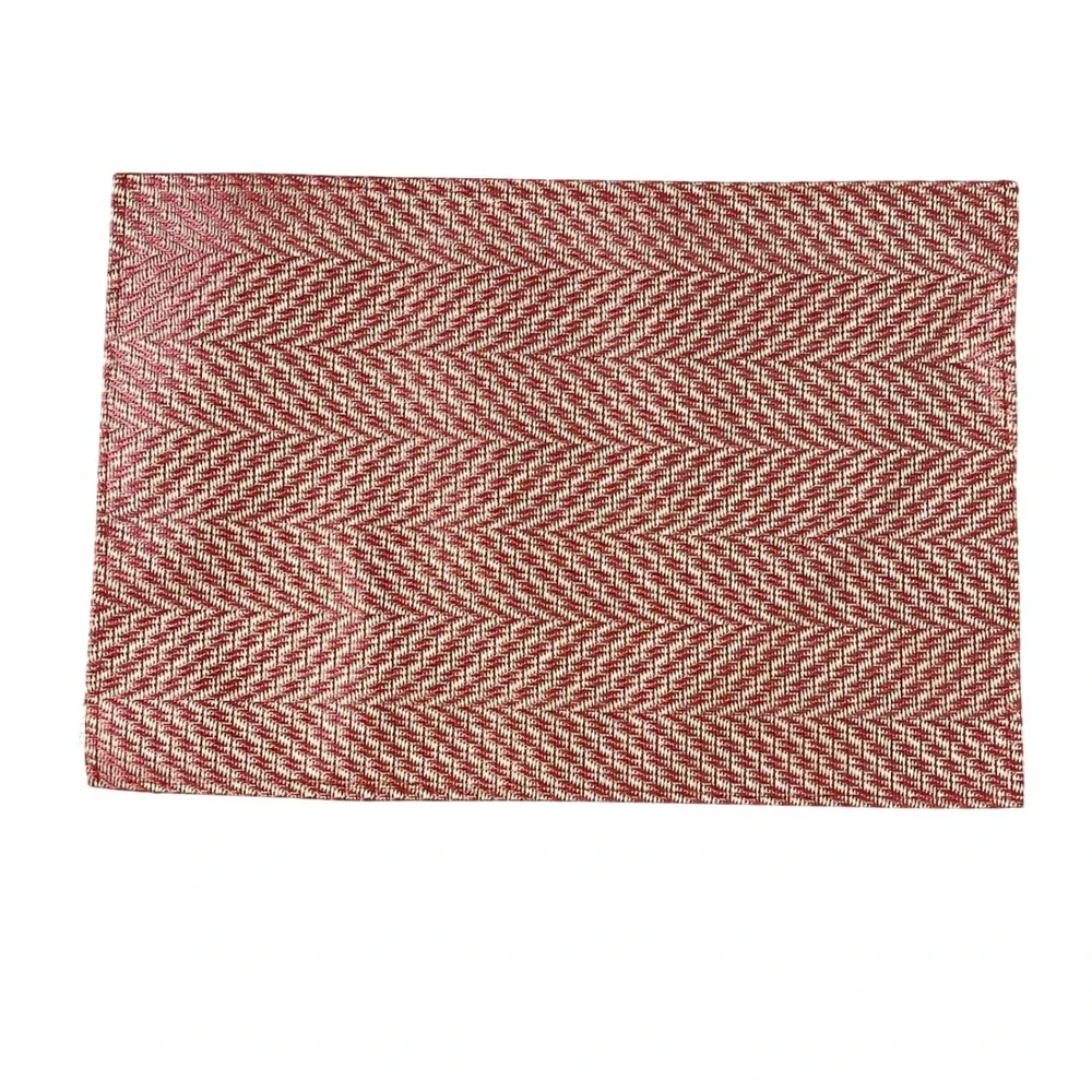 Pier 1 Imports Placemats Set of 6 13x19 Rust Red Woven Vinyl‎ Herringbone Boho